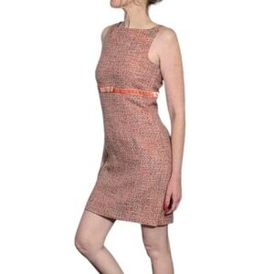 Vintage GAP‎ Mini Dress Pink Tweed Velvet Bow Sleeveless Sheath Y2K Size 4